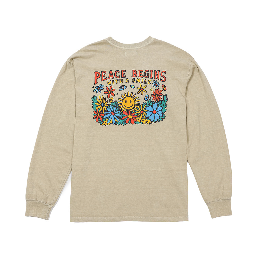 PEACE BEGINS SMILE L/S TEE (DUSTY YELLOW)